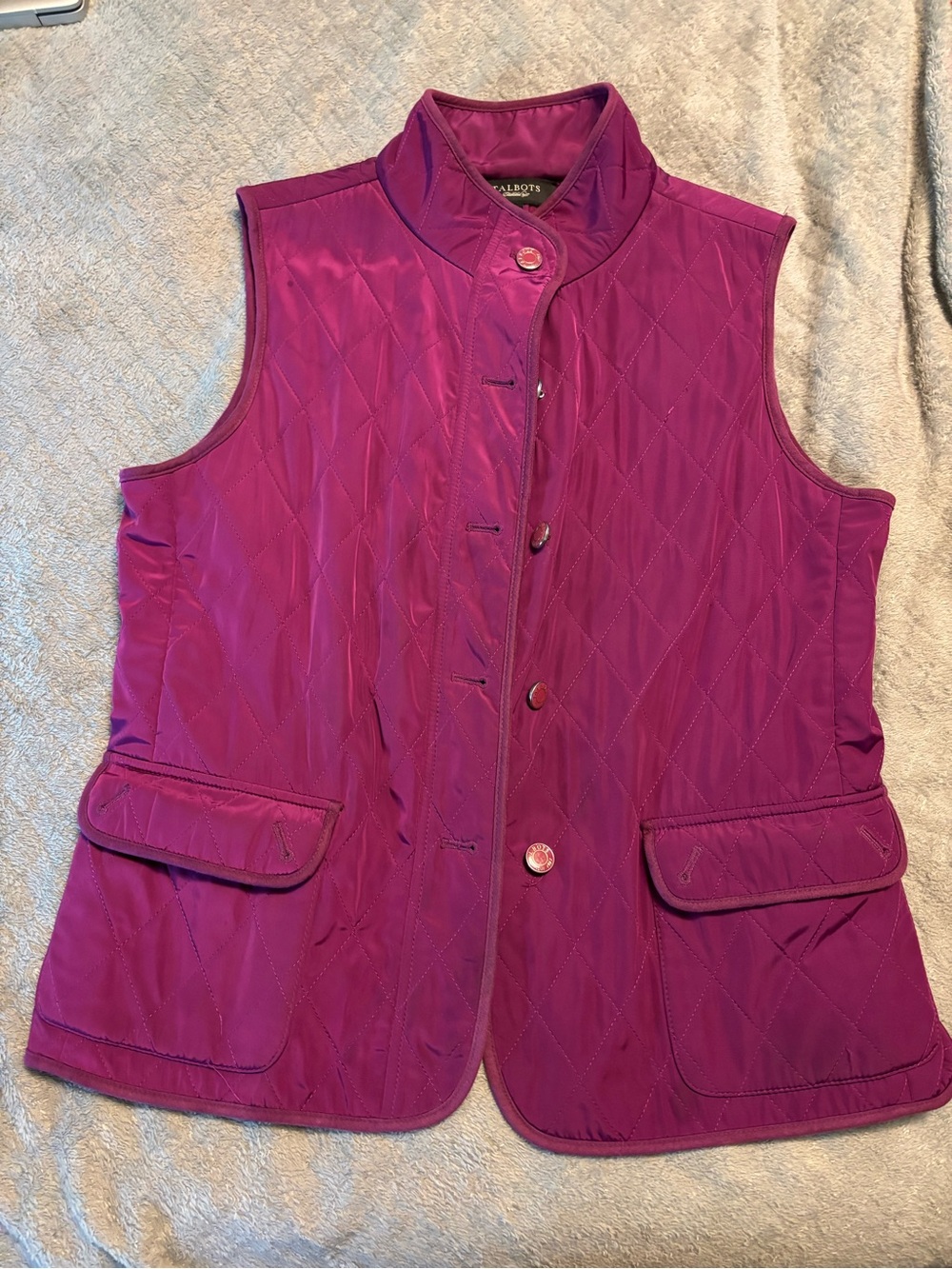 Talbots Quilted Sleeveless Vest - Magenta